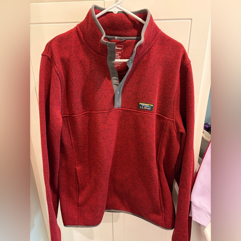 L.L. Bean Maroon Henley Fleece
